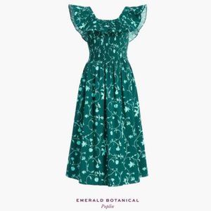 NWT Hill House Akilah Dress in Emerald Botanical, Size XXS